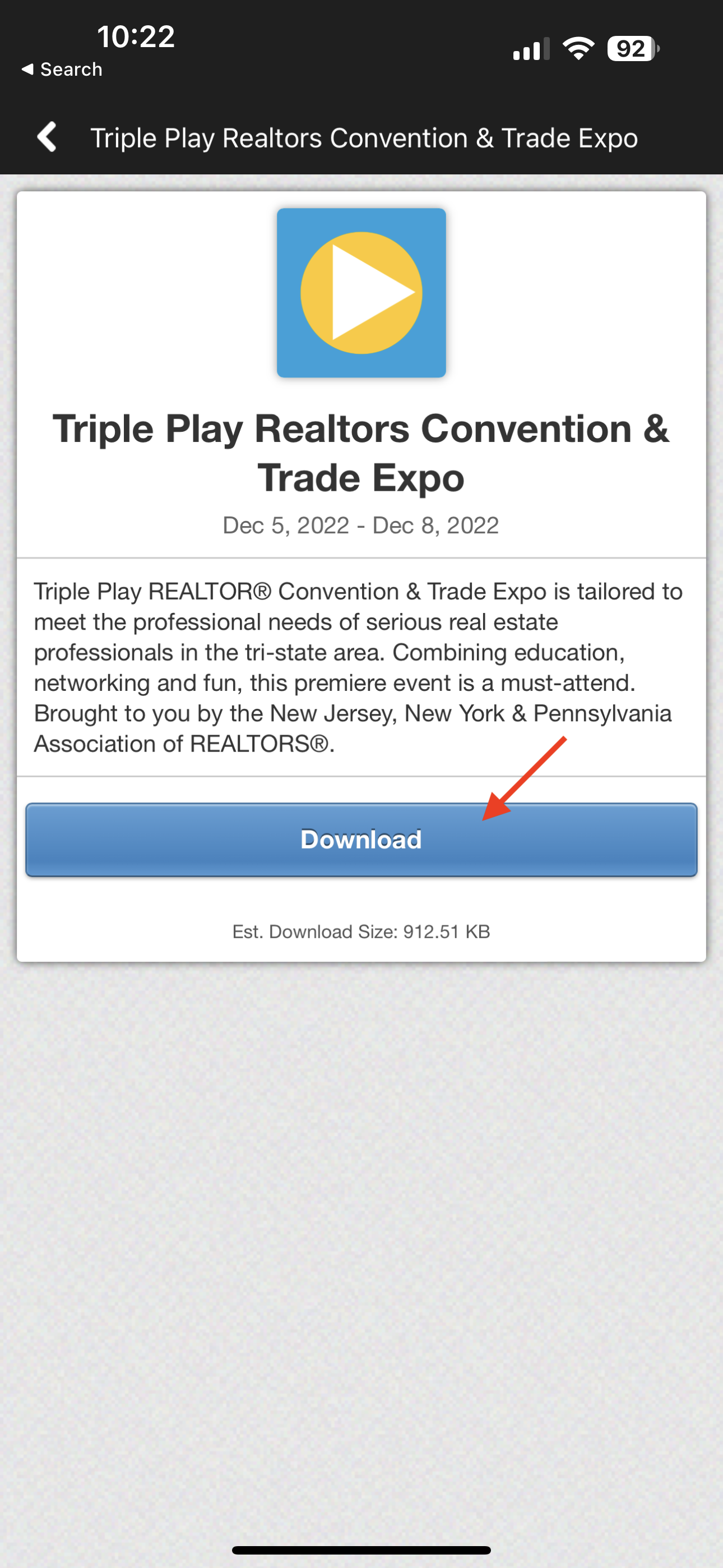 Tap the Download Button