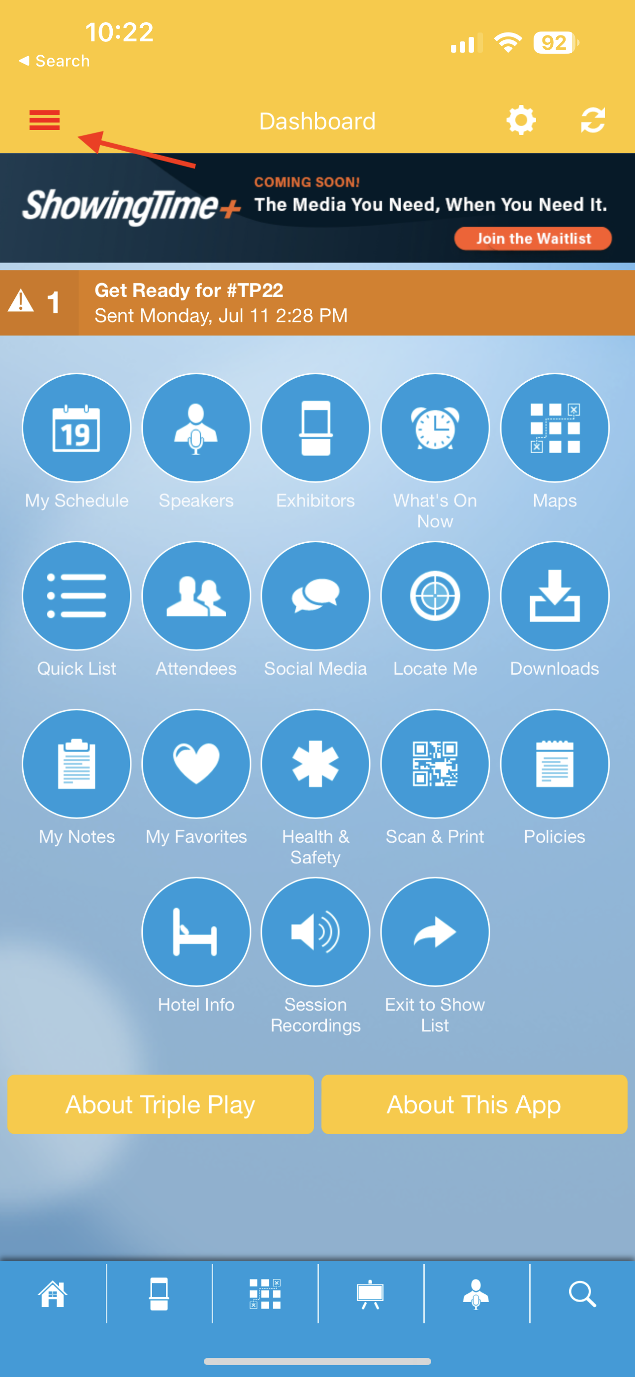 Tap the hamburger menu at the top-left of the app